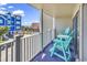 Private balcony with ocean views and seating for two at 217 S Ocean Blvd. # 201, Surfside Beach, SC 29575