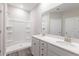 Elegant bathroom with double vanity and a walk-in shower at 2323 King Farm Rd., Aynor, SC 29511