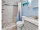 Updated bathroom with a shower and granite vanity at 5308 N Ocean Blvd. # 812, Myrtle Beach, SC 29577