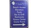 Sign displaying resort amenities including beach access, elevators, pools, bar, and fitness center at 5308 N Ocean Blvd. # 812, Myrtle Beach, SC 29577