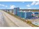Aerial view of oceanfront property and beach at 1501 S Ocean Blvd. # 1235, Myrtle Beach, SC 29577
