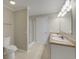 Clean bathroom with double vanity and shower at 3758 Loblolly Ave., Little River, SC 29566