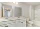 Bathroom boasts double vanity, large mirror, and shower/tub combo at 357 Glacier Way, Conway, SC 29526