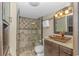 Spa-like bathroom with walk-in shower, vessel sink, and granite vanity at 201 74Th Ave. N # 1002, Myrtle Beach, SC 29572