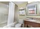 Clean bathroom with granite vanity and tub at 2401 Ocean Blvd. S # 1062, Myrtle Beach, SC 29577