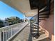 Ocean views from this spacious deck with spiral staircase and white railings at 758 Parker Dr., Pawleys Island, SC 29585