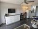 Studio apartment with a modern kitchenette and living area at 1100 Possum Trot Rd. # F-224, North Myrtle Beach, SC 29582
