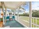 Relaxing screened porch with seating overlooks a lush green space at 624 River Oaks Dr. # 52G, Myrtle Beach, SC 29579