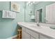 Clean bathroom with a single vanity and a tub shower at 624 River Oaks Dr. # 52G, Myrtle Beach, SC 29579