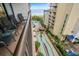 Balcony overlooking the resort pool and lazy river at 5308 N Ocean Blvd. # 715, Myrtle Beach, SC 29577