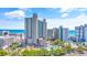 Aerial view of oceanfront resort showing multiple buildings and amenities at 210 75Th Ave. N # 4045, Myrtle Beach, SC 29572