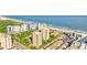Aerial view of oceanfront high-rise condos and the surrounding area at 210 75Th Ave. N # 4045, Myrtle Beach, SC 29572