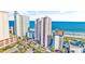 Aerial view of The Palms oceanfront high-rise building at 2500 N Ocean Blvd. # 605, Myrtle Beach, SC 29577