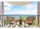 Ocean view balcony with rocking chairs at 2500 N Ocean Blvd. # 605, Myrtle Beach, SC 29577