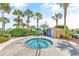 Hot tub area with lush landscaping and nearby seating at 2500 N Ocean Blvd. # 605, Myrtle Beach, SC 29577