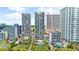 Aerial view of oceanfront resort with multiple high-rise buildings and pools at 2500 N Ocean Blvd. # 605, Myrtle Beach, SC 29577