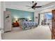 Spacious main bedroom with water views and ceiling fan at 249 Venice Way # 3-201, Myrtle Beach, SC 29577