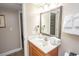 Bathroom with vanity, mirror, and fresh towels at 1321 S Ocean Blvd. # 905, North Myrtle Beach, SC 29582