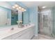 Double vanity bathroom with large walk-in shower and soaking tub at 1551 Spinnaker Dr. # 5822, North Myrtle Beach, SC 29582
