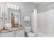 Bathroom with a single vanity, granite countertop, and a shower/tub combo at 1009 World Tour Blvd. # 301, Myrtle Beach, SC 29579
