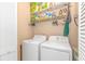 Convenient laundry room with washer, dryer, and ample storage shelving at 4516 N Plantation Harbour Dr. # H-12, Little River, SC 29566