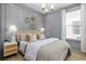 Cozy bedroom with gray paneled walls, a comfortable bed, and modern nightstands at 512 9Th Ave. S, North Myrtle Beach, SC 29582