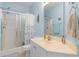 Clean bathroom with a shower/tub combo and a vanity at 601 Hillside Dr. N # 3906, North Myrtle Beach, SC 29582