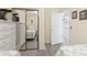 Bedroom with mirrored closet and coastal decor at 5905 S Kings Highway # 416-B, Myrtle Beach, SC 29575