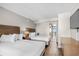 Bedroom with two double beds and view of living room at 1501 Ocean Blvd. S # 839, Myrtle Beach, SC 29577