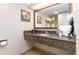 Bathroom with granite countertop, sink, and shower/tub combo at 1105 S Ocean Blvd. # 1138, Myrtle Beach, SC 29577