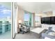 Living room with comfortable seating and ocean view at 107 S Ocean Blvd. # 1908, Myrtle Beach, SC 29577