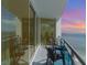 Private balcony with ocean view and outdoor seating at 107 S Ocean Blvd. # 1908, Myrtle Beach, SC 29577