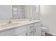 Double vanity bathroom with quartz countertop and large walk-in shower at 3042 Deerberry Place, Longs, SC 29568