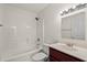 Clean bathroom with shower/tub combo and updated vanity at 3712 Faith Dr., Conway, SC 29527