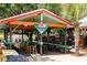 Outdoor pavilion with tables, chairs, and a bar area at 1903 S Ocean Blvd. S # 708, North Myrtle Beach, SC 29582