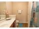 Clean bathroom with single sink vanity and shower/tub combo at 333 Carolina Springs Ct., Conway, SC 29527