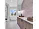 Spa-like bathroom with soaking tub, marble shower, and stone sinks at 891 Waterton Ave., Myrtle Beach, SC 29579