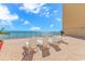 Relaxing oceanfront deck with lounge chairs at 6900 N Ocean Blvd. # 1040, Myrtle Beach, SC 29572