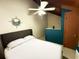 Bedroom with a double bed and a nautical-themed mirror at 306 21St Ave. S # 4A, Myrtle Beach, SC 29577