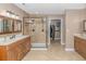 Large bathroom with double vanity and walk-in shower at 3815 Ed Smith Ave., Myrtle Beach, SC 29588