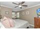 Spacious bedroom with a ceiling fan, large windows, and plenty of closet space at 3815 Ed Smith Ave., Myrtle Beach, SC 29588