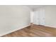 Simple bedroom with hardwood floors and double door closet at 3449 Church St., Loris, SC 29569