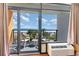 Private balcony with ocean view, chairs, and small table at 1501 S Ocean Blvd. # 330, Myrtle Beach, SC 29577