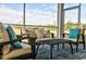 Screened porch features comfortable seating and a view of the open field at 1889 Brook Park Pl., Conway, SC 29526