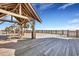Spacious oceanfront deck with picnic tables and wooden pergola at 6001 S Kings Hwy., Myrtle Beach, SC 29575