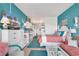 Comfortable bedroom with coral bedding and ocean-themed decor at 6803 N Ocean Blvd. # 230, Myrtle Beach, SC 29572