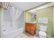 Clean bathroom with shower/tub combo and granite vanity at 2301 Ocean Blvd. S # 1218, Myrtle Beach, SC 29577