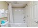 Bathroom with shower/tub, toilet and linen storage at 7100 N Ocean Blvd. # 913, Myrtle Beach, SC 29572