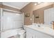 Clean bathroom featuring a shower/tub combo and white vanity at 6001 - 1870 S Kings Hwy., Myrtle Beach, SC 29575