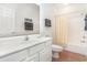 Clean bathroom with a shower/tub combo and white vanity at 1100 Commons Blvd. # 107, Myrtle Beach, SC 29572
